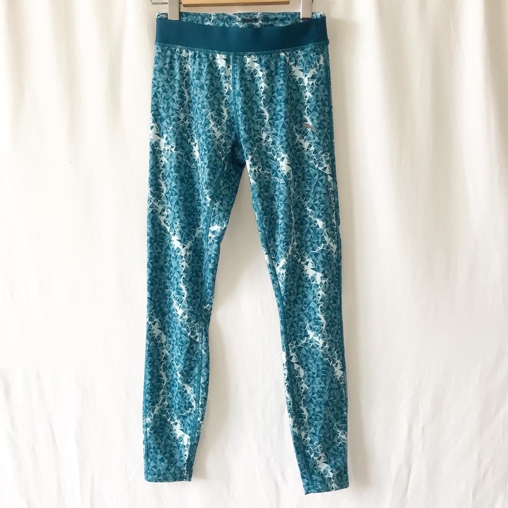 Puma green geometric print athletic leggings XS